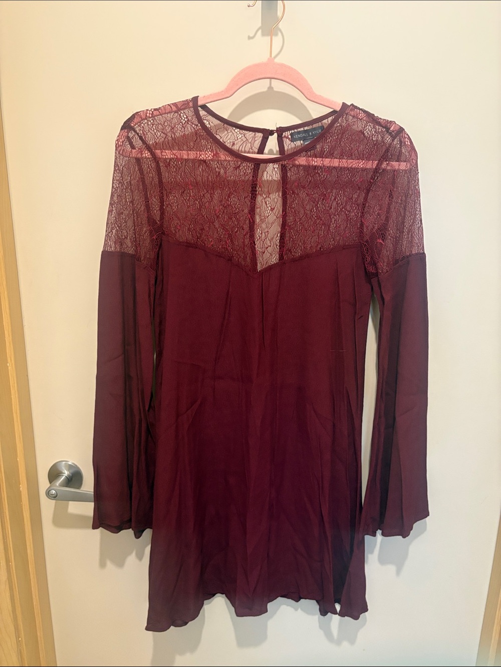 Kendall and Kylie Long Sleeve Tunic Dress in Burgundy